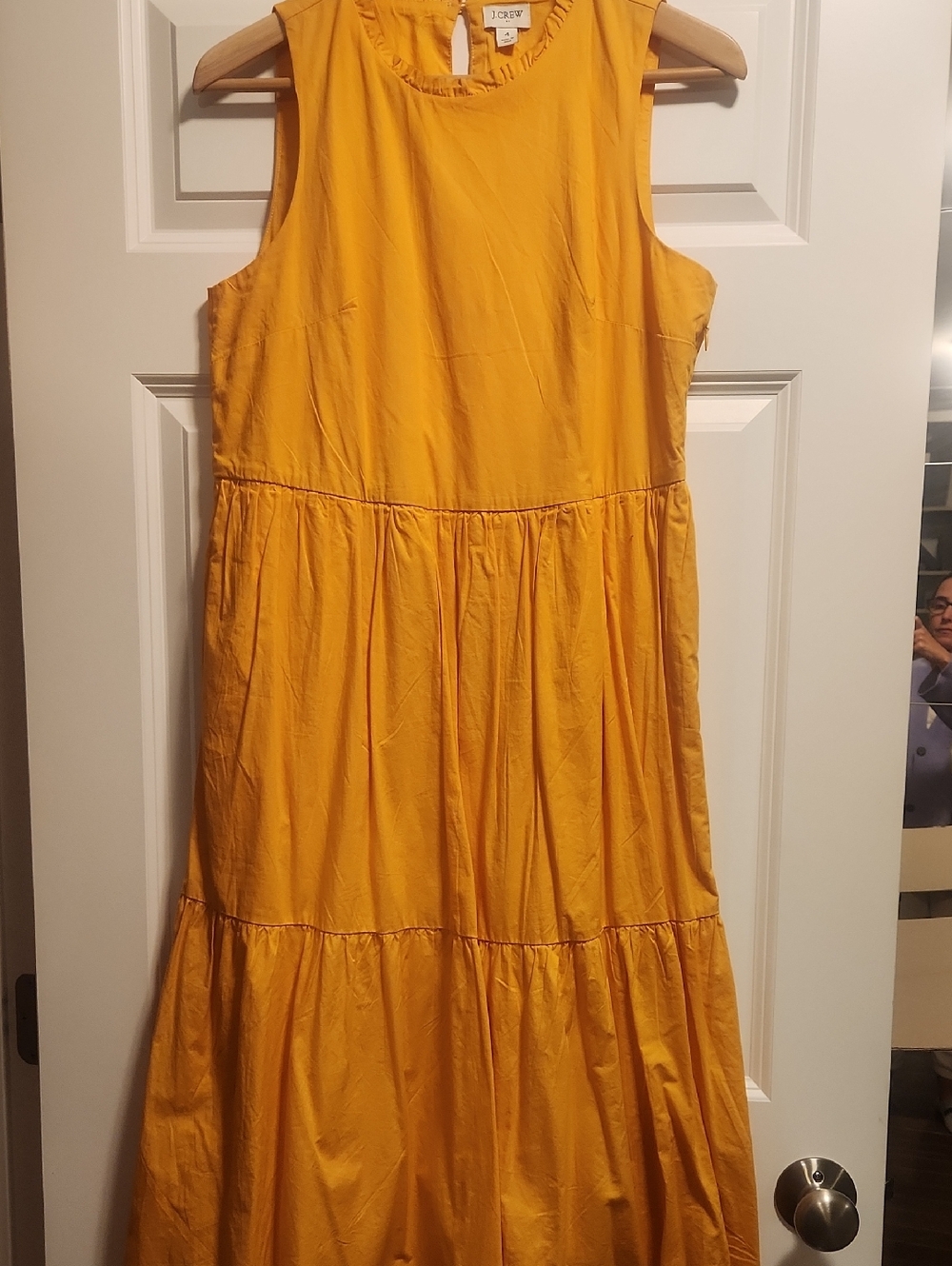 J.Crew Sleeveless Yellow Tiered Midi Dress